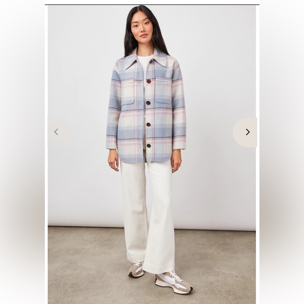 Rails Junean Pastel Plaid Connie Pea Coat in Blue and Pink - Picture 2 of 13